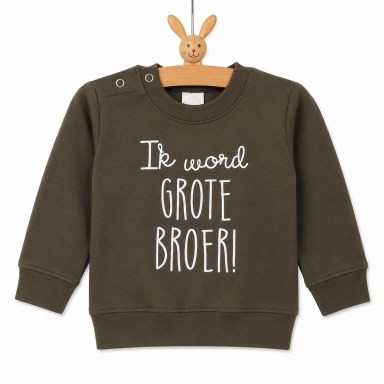 Groene, sweater, Trui, witte, tekst, Ik. word. grote, broer